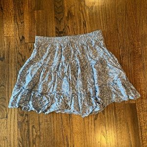 Dusty blue floral ruffle mini skirt